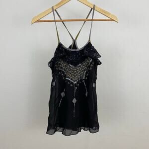 Free People Frosty Rosette Cami - Black Combo - Size 4